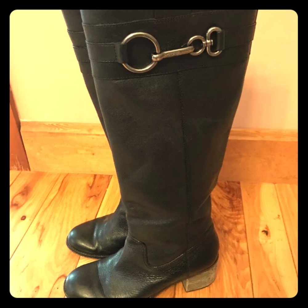 Coach Embossed Signature Black 7.5  Riding Boot
